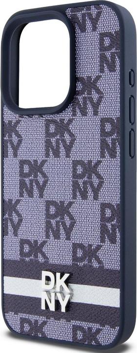 Actual product image DKNY PU Leather Checkered Pattern and Stripe Case for iPhone 15 Pro Max Blue (Apple iPhone 15 Pro Max)