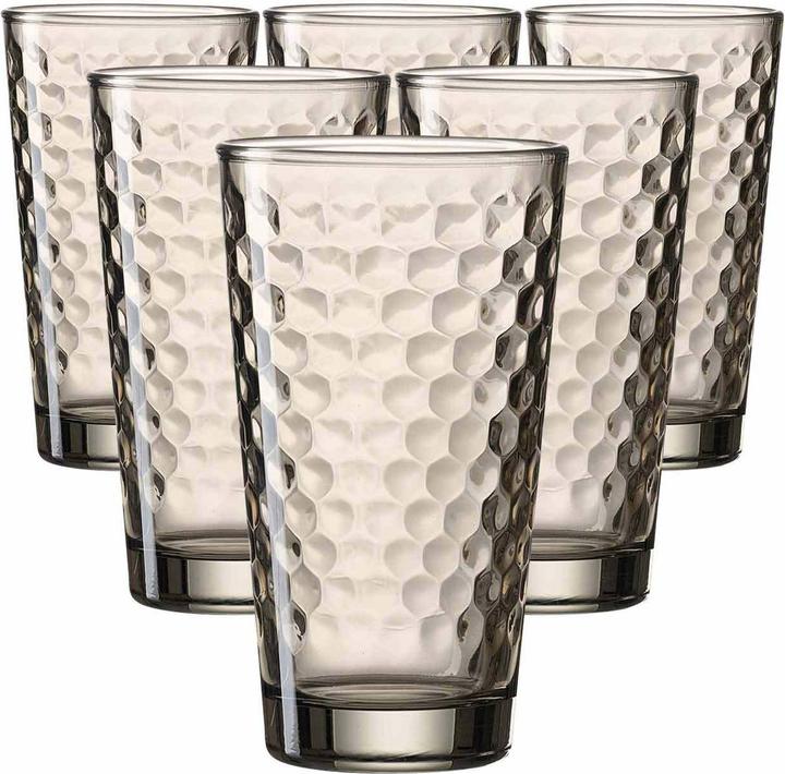 Ritzenhoff & Breker Trinkglas FAVO, 400 ml, braun mit Wabenstruktur, konisch, spülmaschinenfest (0.40 l, 6 x)