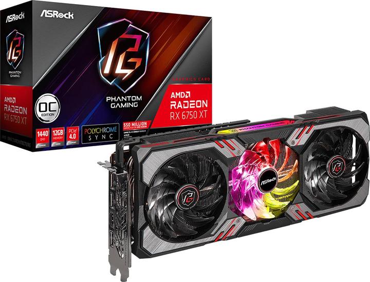 Actual product image AsRock Graphics card AMD Radeon RX 6750 XT Phantom Gaming D 12GB OC (12 GB)