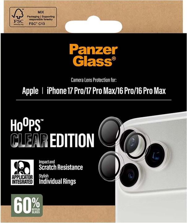 Produktbild PanzerGlass Hoops Camera Lens Protector (1 Stück, Apple iPhone 16 Pro Max, Apple iPhone 16 Pro, Apple iPhone 17 Pro, Apple iPhone 17 Pro Max)