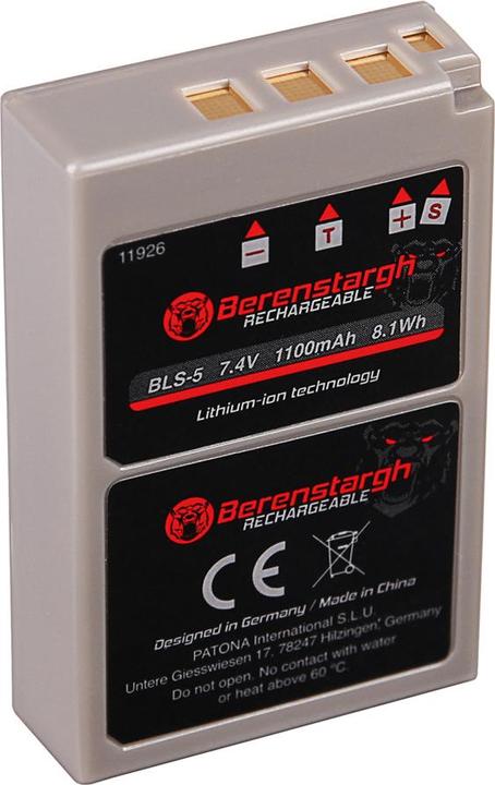 Productafbeelding Berenstargh Akku f. Olympus PS-BLS-5 PEN EP3 E-P3 EPL2 E-PL2 EPL3 E-PL3 EPM1 E-PM1m (Batterij van de camera)