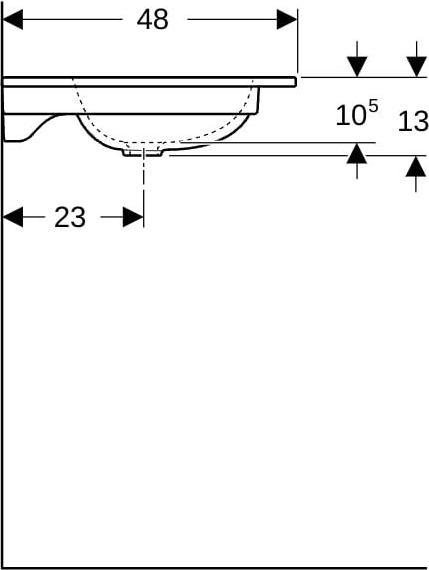 Actual product image Geberit iCon lavabo pour meubles, 1 trou pour robinet, sans trop-plein, 900x480mm, 501.845.00.2 (480 mm, 900 mm)