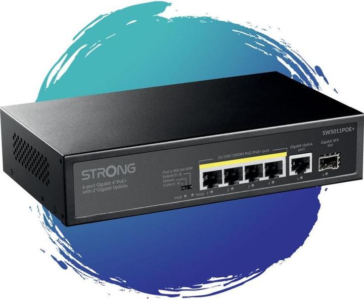 Actual product image Strong Switch 4 Porte Gigabit POE (SW5011POE+) (6 ports)