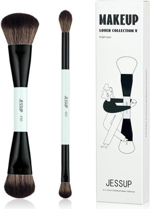 Actual product image Jessup Makeup Brush Set Double Ended Brushes for Foundation Contour Dual Eye Blending Multi-function (Foundation)