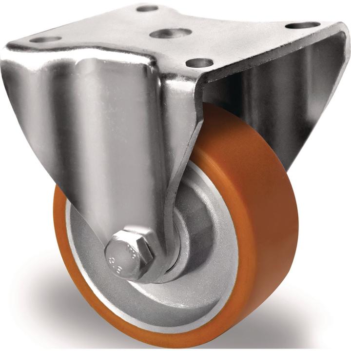 Image du produit Tecwerk Bockrolle Rad-Ø 80 mm Tragfähigkeit 180 kg Polyurethan Platte L100xB88 mm Farbe Rolle braun