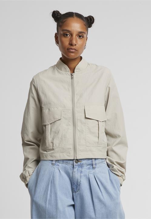 Actual product image Urban Classics Ladies Short Crinkle Nylon Jacket stonegrey S (S)