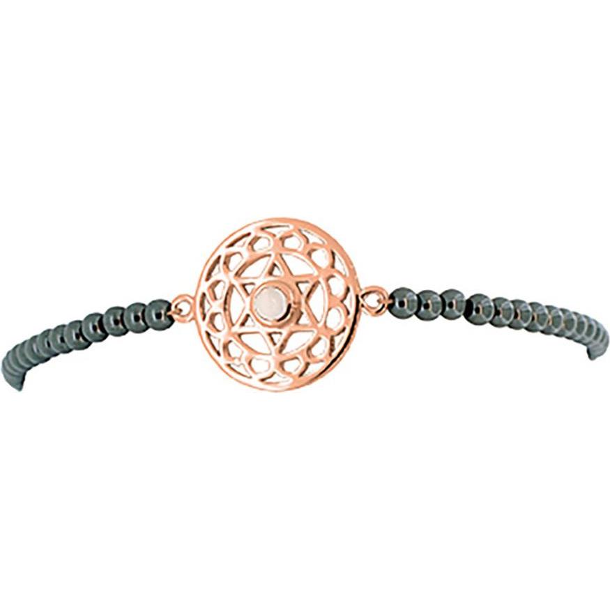 Viva Diva, Armschmuck, Solarplexus-Chakra Armband mit Hämatit rosévergoldet 16-18 cm, (18 cm, 925 Sterling Silber)