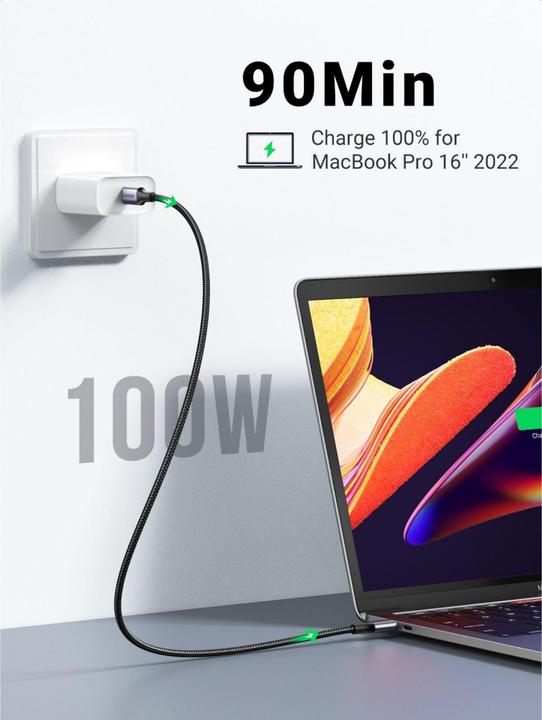 Image du produit Ugreen US316 Type C to Type C Cable, 100W, 3m (black) (3 m, USB 2.0)