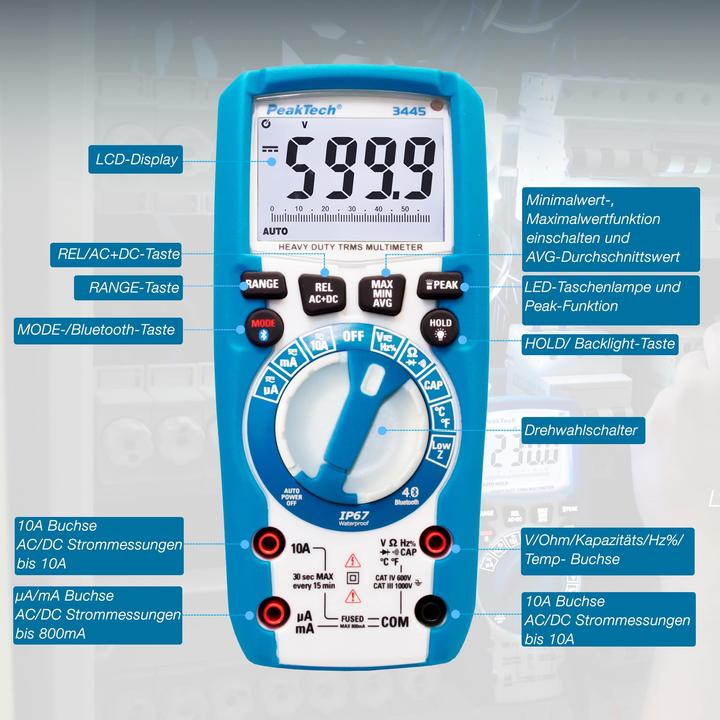 Produktbild Peaktech P 3445 True RMS Digitalmultimeter (CAT IV 600V, CAT III 1000V)