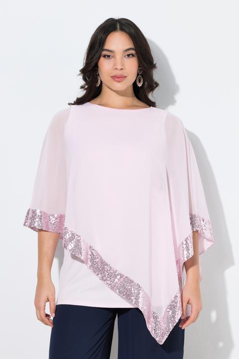 Produktbild Ulla Popken Bluse, Chiffon-Überwurf, U-Boot-Ausschnitt, 3/4-Arm (46, 48)