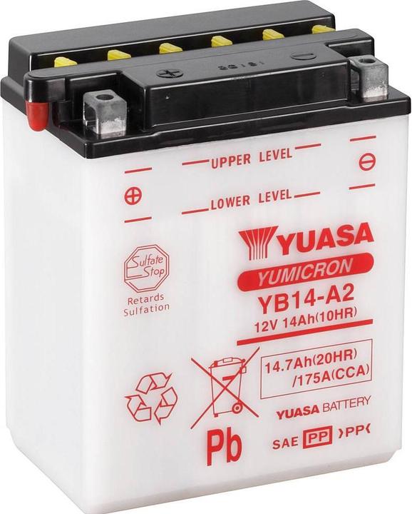 Immagine prodotto Yuasa Motorradbatterie YB14-A2 12 V 14 Ah Passend für Modell Motorräder, Motorroller, Quads, Jets... (12 V, 14 Ah, 175 A)