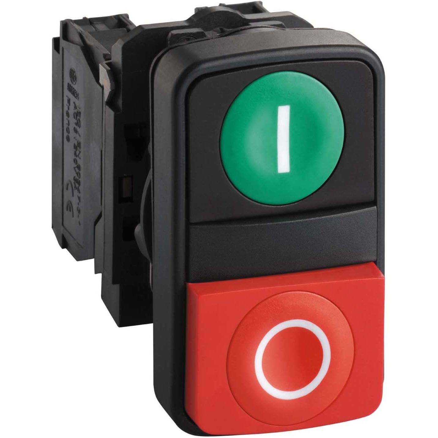Schneider Electric Pushbutton Dble Green I Red O 1NO/1NC, Taster + Schalter, Rot, Grün