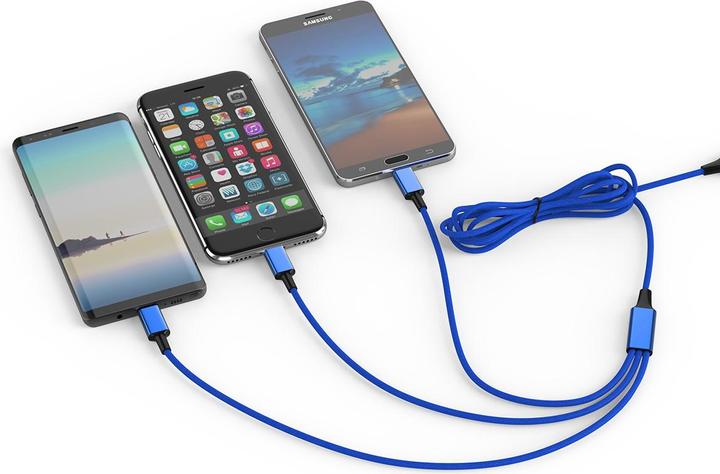 Produktbild Cololight HYDRA ULT NB Ladekabel, USB-A/USB-C -> micro USB, Lightning & USB-C, blau (1.20 m, USB 2.0)