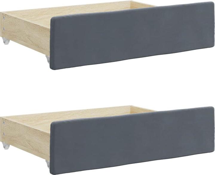 Produktbild VidaXL Bettschublade Bettkasten Schublade 2 Stk. Dunkelgrau HolzwerkSamt Samt (67 x 50 x 16 cm)