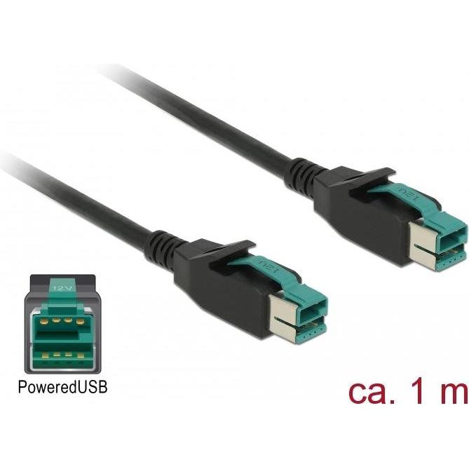 Delock 85492 PoweredUSB Kabel Stecker 12 V (1 m, USB 2.0), USB Kabel