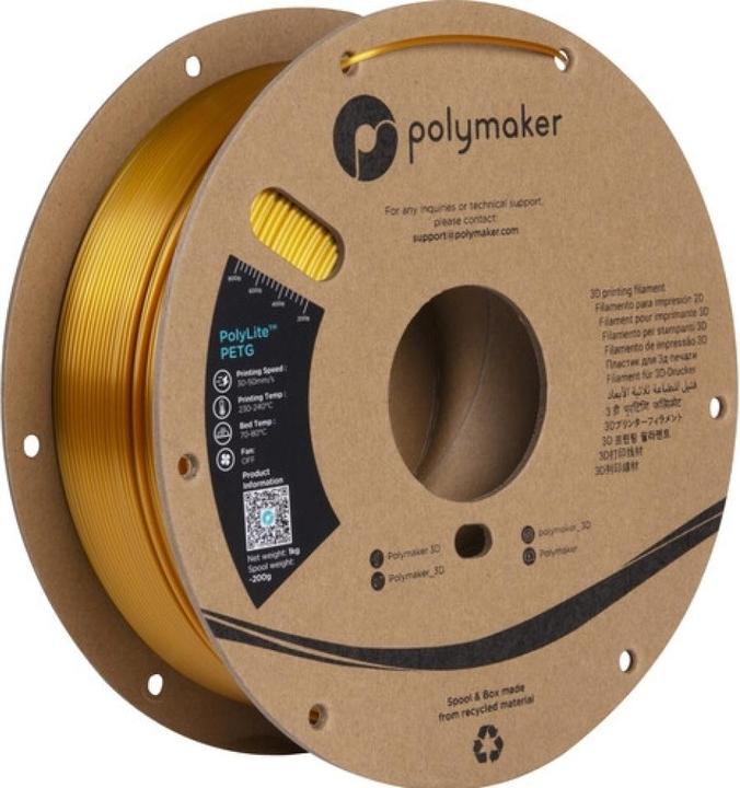 Produktbild Polymaker PolyLite PETG Gold 1.75mm 1kg (PETG, 1.75 mm, 1000 g, Gold)