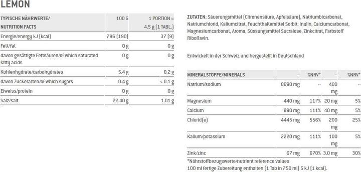 Valori nutrizionali e ingredienti Sponser Elettroliti (Rosso arancione, 12x)