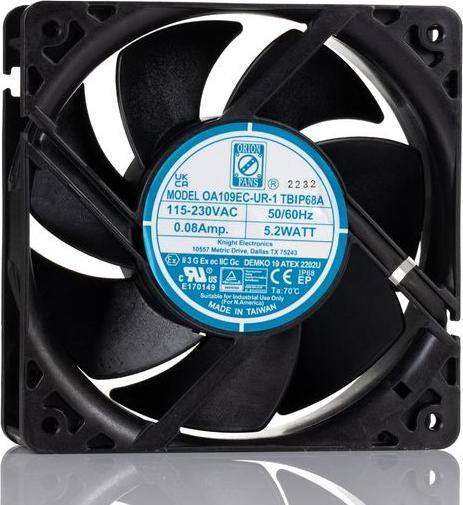 Actual product image RS PRO AC axial fan, ball bearing, 90 265 V AC / 5.2 ± 15%W, 120 x 120 x 38mm, 3200 rpm, 105 ± 15 (120 mm)