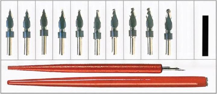 Actual product image Standardgraph Drawing Set Hi-Set 4 Ornamental, 1 pen holder, 11 assorted nibs and 1 magnet (Red, 1x)