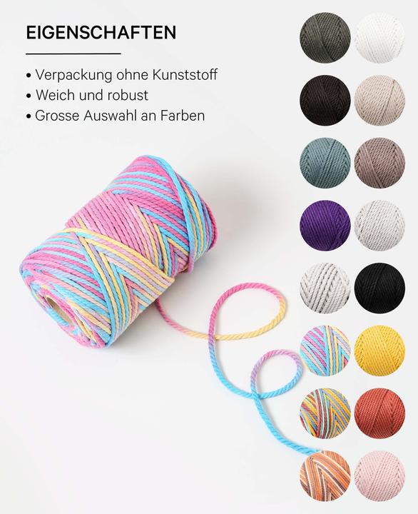 Immagine prodotto Lalana Macrame, Corda Macrame, Filo per annodare 3 mm x 90 m, 330 g (90 m)