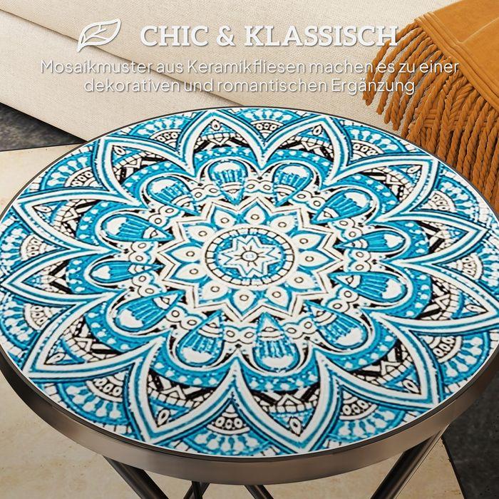Produktbild Swisshandel24 Beistelltisch klappbar mit Mosaik-Design, Ø35,5x55 cm Blau