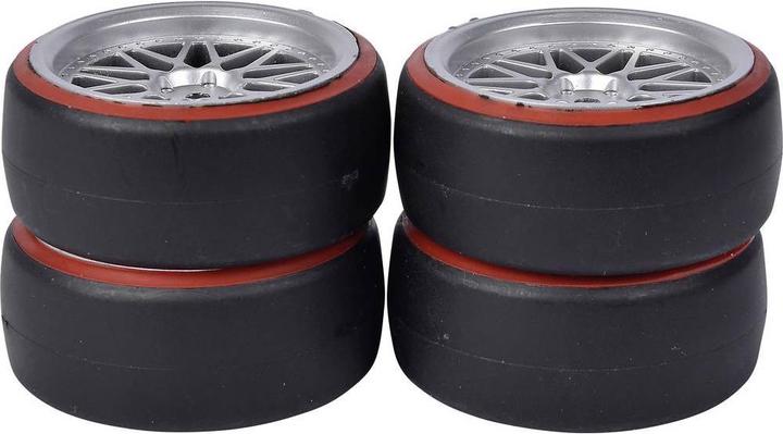 Actual product image Carson Complete wheels 1:10 wheel set drift (4) silver / red