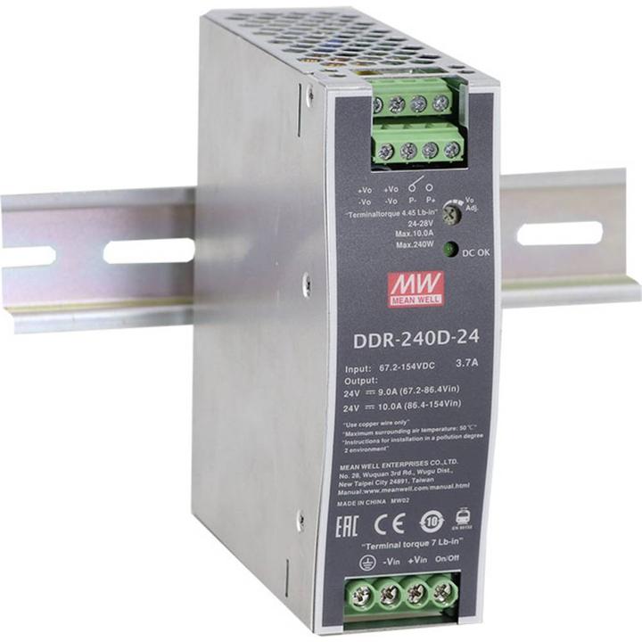 MeanWell DC/DC-Wandler, DIN-Schienenausführung, 16.8... 33.6V, 24V, 10A, 240W