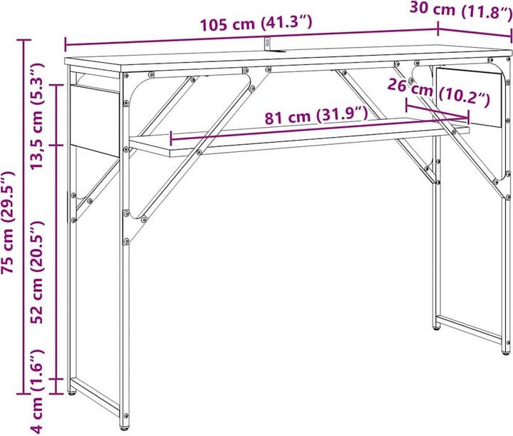 Actual product image vidaXL Konsolentisch (30 x 30 x 75 cm)