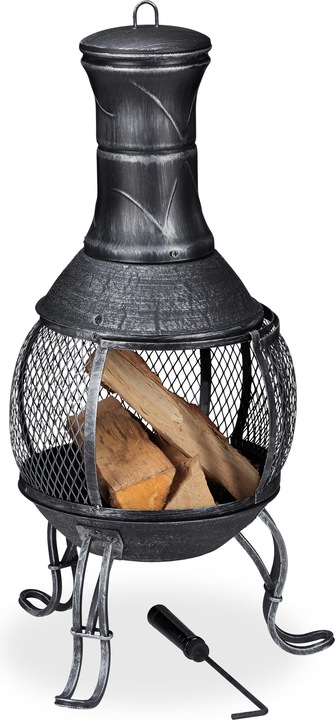 Actual product image Relaxdays Garden Chiminea Grey