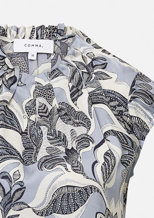 Image du produit Comma Bluse Satinbluse mit Raffung und All-over-Print (34)