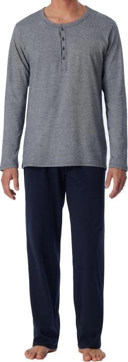Produktbild Schiesser langer Herren Pyjama / Schlafanzug mit Knopfleiste (XL)