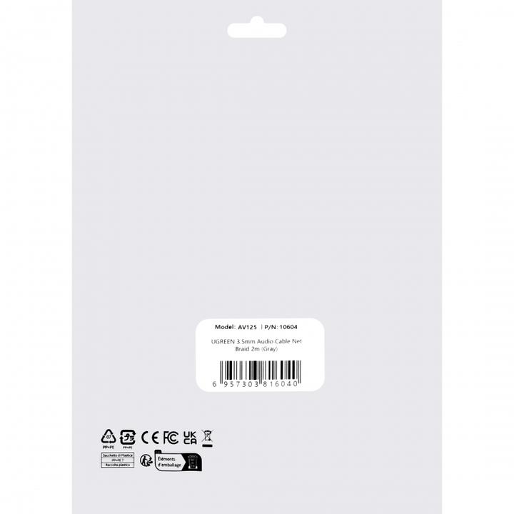 Produktbild Ugreen AV125 3.5mm jack cable 2m (grey) (2 m, 3.5mm Klinke (AUX))