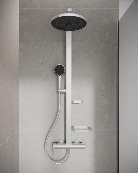 Actual product image Ideal Standard Shower system Alu+: Ceraflow shower mixer 2 shelves, 2F hand shower, 2F overhead shower