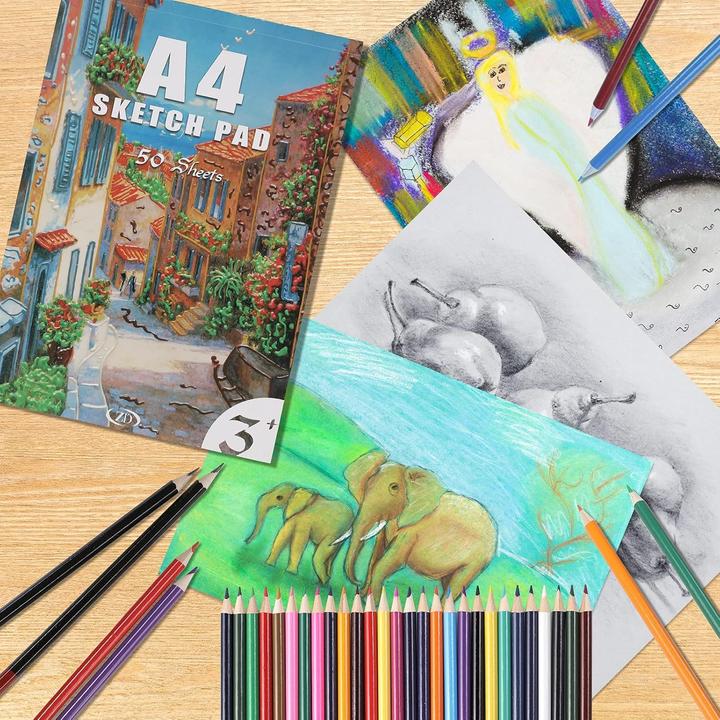 Image du produit Zezirdas Set de coloriage pour enfants de 146 pièces comprenant une mallette de rangement et un carnet de