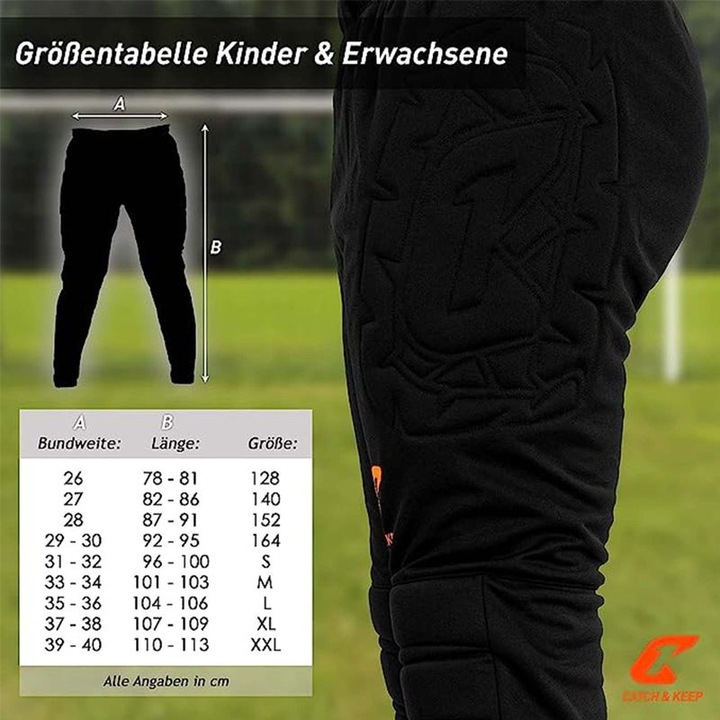 Produktbild Catch & Keep Torwarthose Flight Protection Gr. M Schwarz Fussball Goalie Torwart Trainingshose (M)