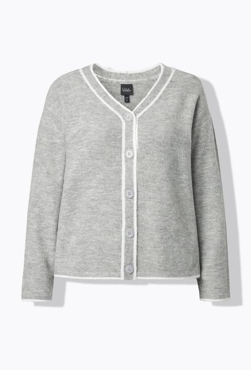 Produktbild Ulla Popken Strickjacke, Kontrastnaht, V-Ausschnitt, Langarm (46, 48)