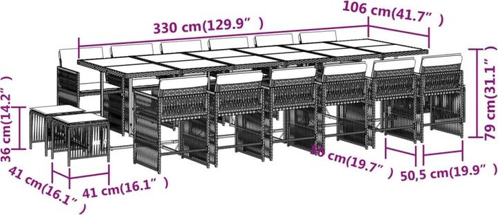 Actual product image vidaXL Garten Essgruppe (106 cm)
