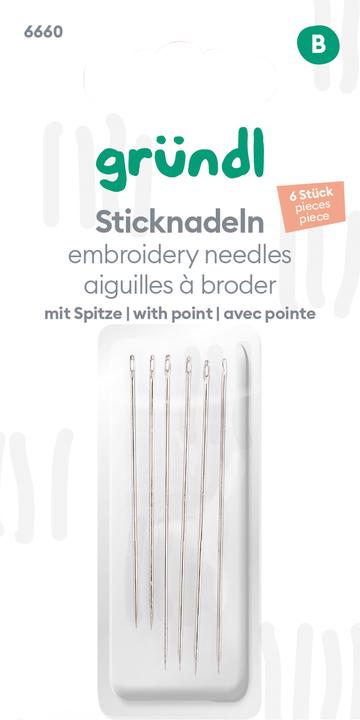 Gründl Sticknadeln mit Spitze, 6 Stück