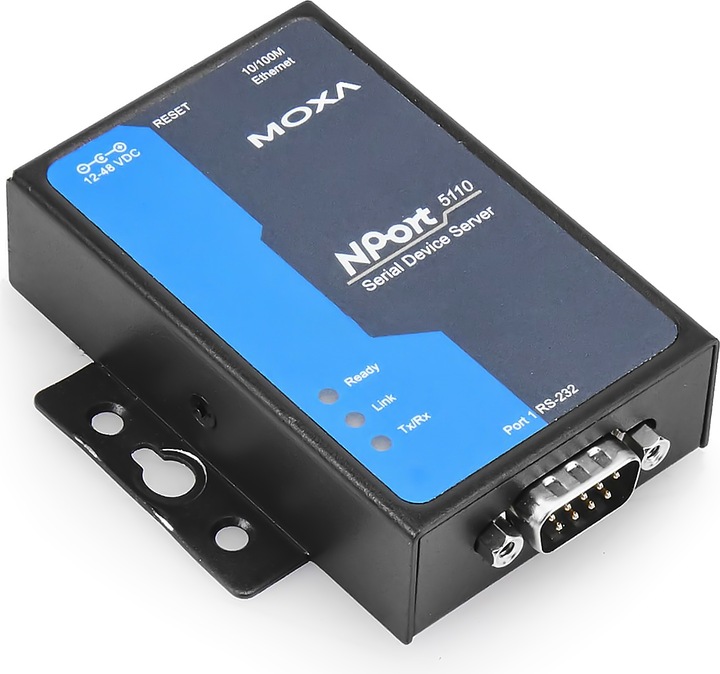 Actual product image Moxa NPort 5110, Ethernet Serial Device Server (1-port RS-232) (RJ45, RJ45 (1x))