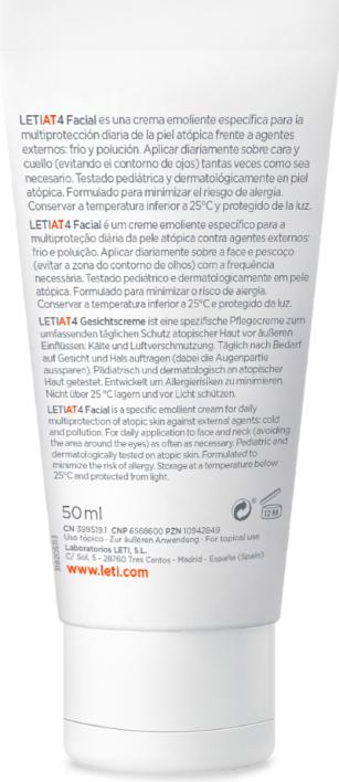 Produktbild Leti LETIAT4 Atopic Skin Facial Gesichtscreme, 50 ml Creme (50 ml, 24h Creme, SPF 50)