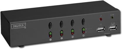 Produktbild Digitus DC-12402, 4-Port KVM Switch 2x USB VGA Audio In &Out