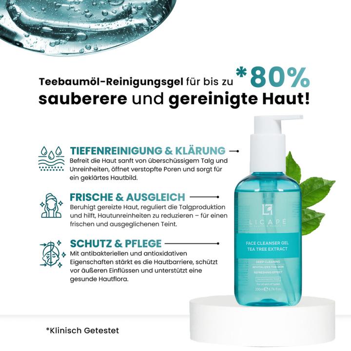 Immagine prodotto Licape Tea Tree Gesichtsreinigungsgel 200 ml - Sanfte Tiefenreinigung & Feuchtigkeit (Gel detergente, 200 ml)