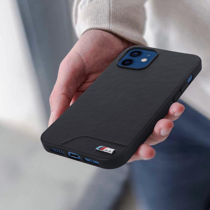 Produktbild BMW M Hard Case PU Leather für Apple iPhone 12 mini - black (Apple iPhone 12 mini)