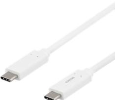 Actual product image Deltaco USB-C to USB-C cable, 2m, 30W 1.5A, USB 3.1 Gen 1, E-Marker white (1 m, USB 3.2)