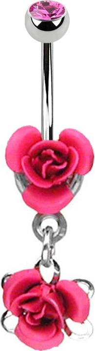 Immagine prodotto Star Piercing Banana in argento con ciondolo a forma di fiore rosa (senza ottone, Acciaio chirurgico 316L)