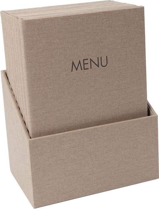 Produktbild Sigel Speisekarten-Mappen mit Gummi-Bindung 10er-Set, inkl. Aufbewahrungsbox gratis, Blindprägung: MENU, m (A4, 10 x)