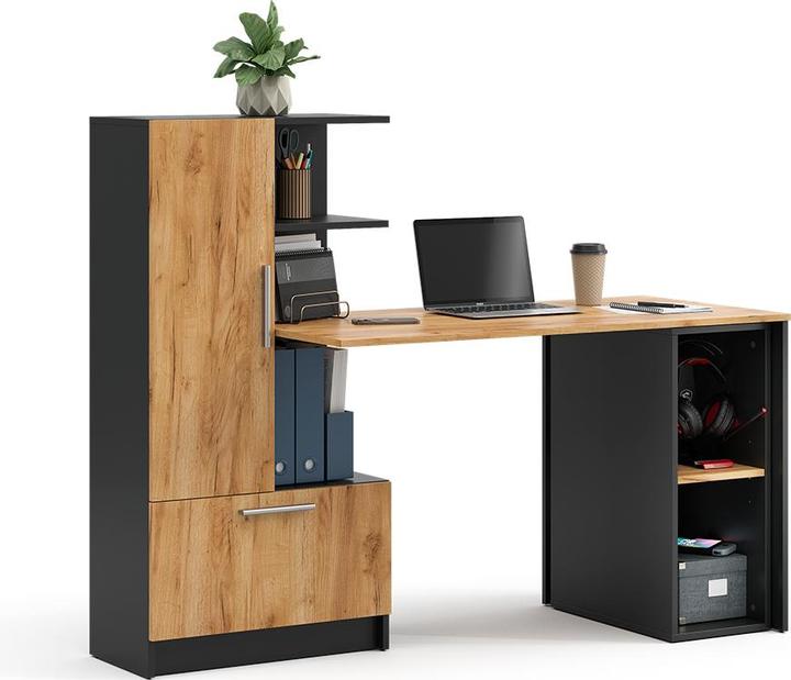 Produktbild Vicco Schreibtisch Tomy, Anthrazit/Goldkraft Eiche, 150 x 59 cm 2er Set (59 x 150 x 120 cm)