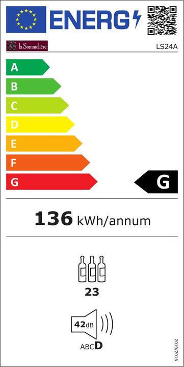Energy Label La Sommelière Wine refrigerator LS24A 1 zone