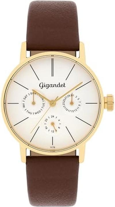 Gigandet Dames analoog Japans kwartsuurwerk horloge met lederen armband 12VNAG38NE003 zilver (Montre analogique)
