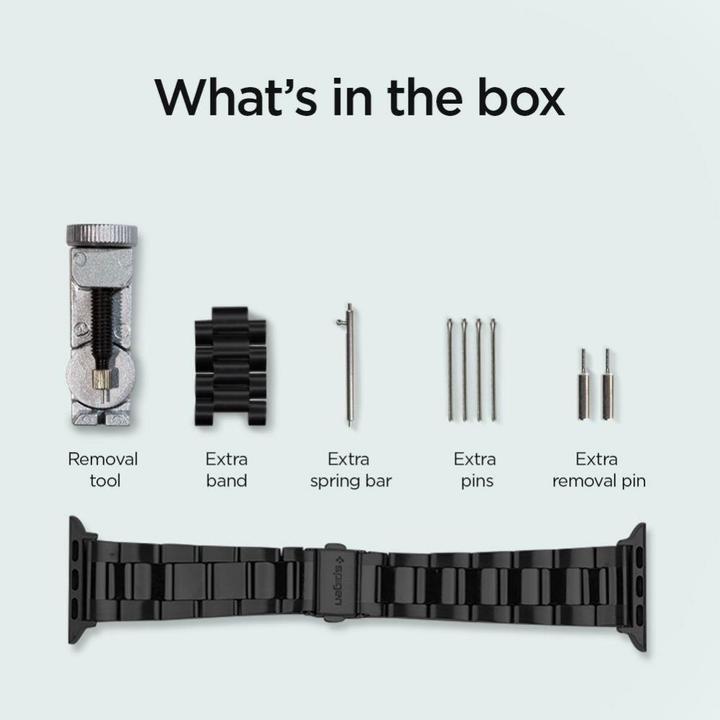 Produktbild Spigen MODERN FIT BAND Apple Watch 4 / 5 / 6 / 7 / 8 / SE (38 / 40 / 41MM) BLACK (38 mm, 40 mm, 41 mm, Edelstahl, Stainless Steel)